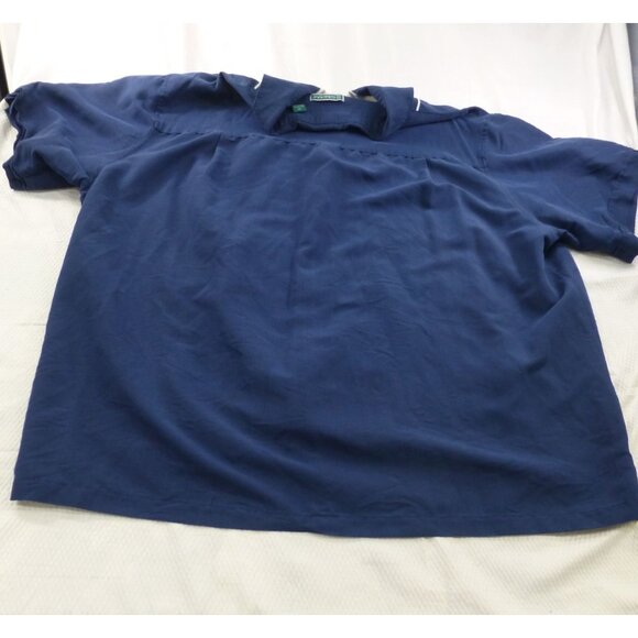 Vintage Cubavera Navy Blue & Cream Retro Bowling Style Button Up Shirt 3X - Picture 5 of 7